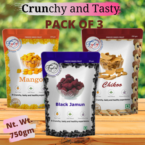 FZYEZY Gefriergetrocknete Mango, Chikoo & Black Jamun Fruchtpackung mit 3...