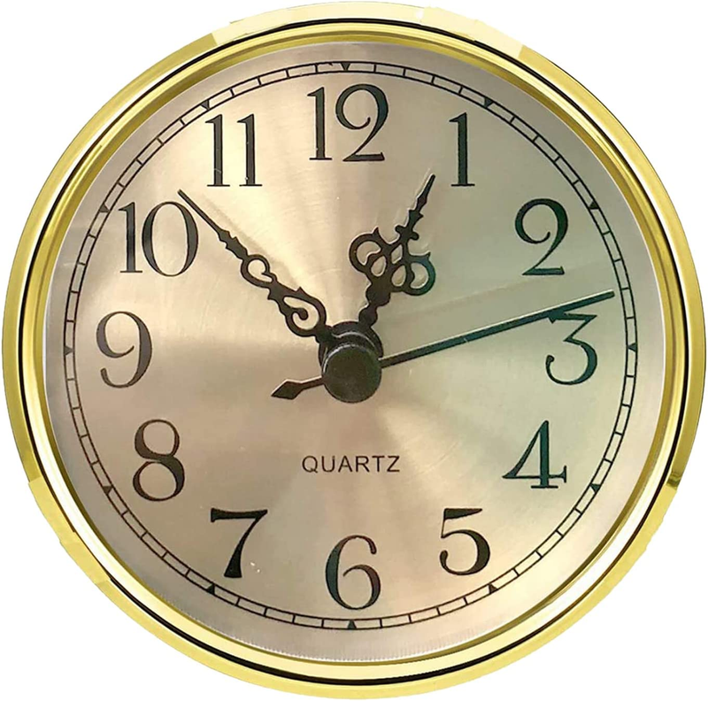 Gold Mini round Clock Insert with Arabic Numeral Dial