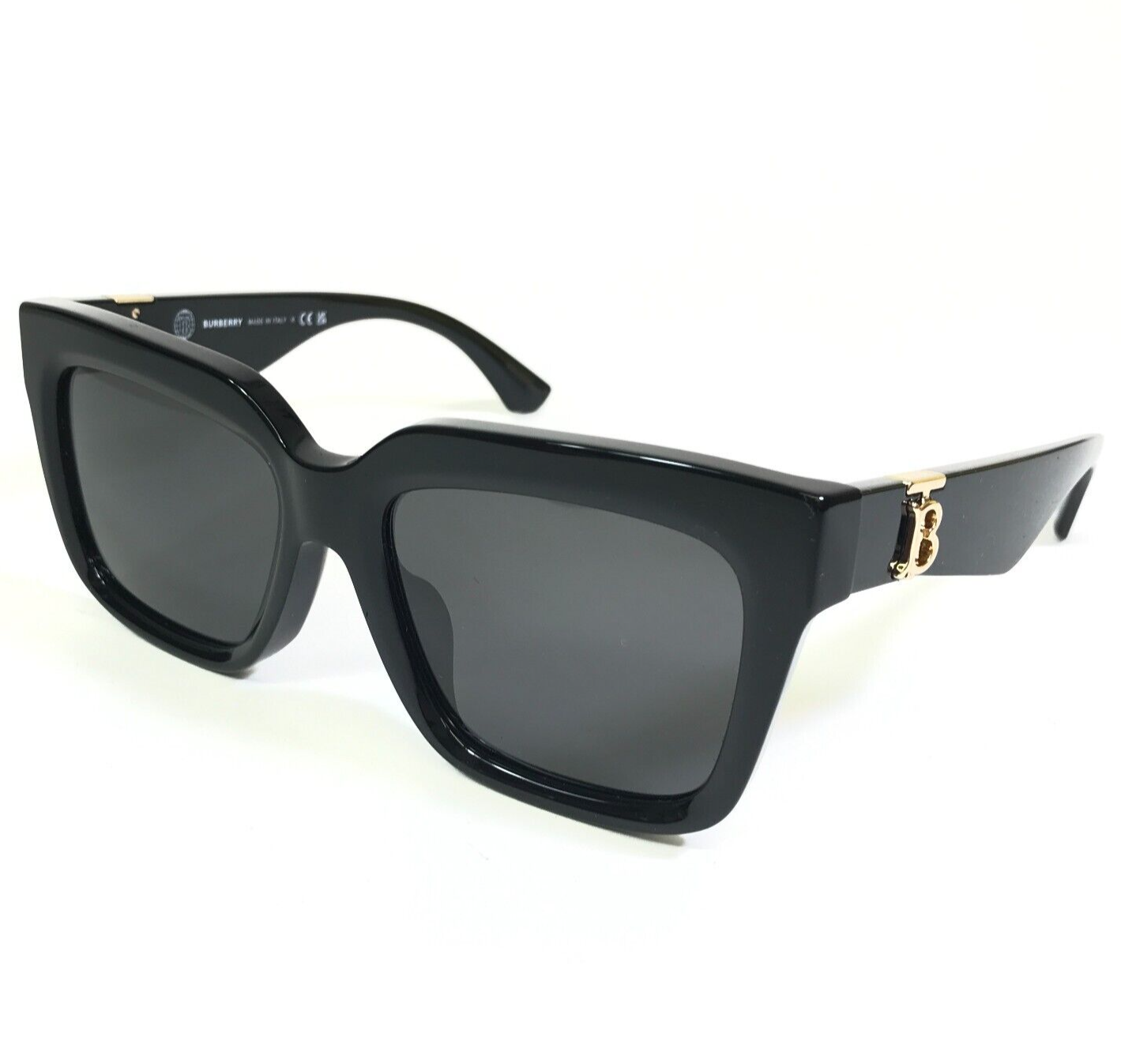 Burberry Sunglasses B4419-F 3001/87 Polished Black Gold Logo Burberry Sunglasses B4419-F 3001/87 Polished Black Gold Logo
