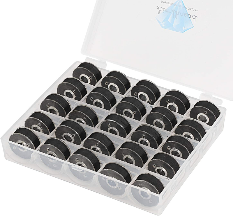 Simthread 25Pcs Black Prewound Bobbin Thread Size L (SA155) 