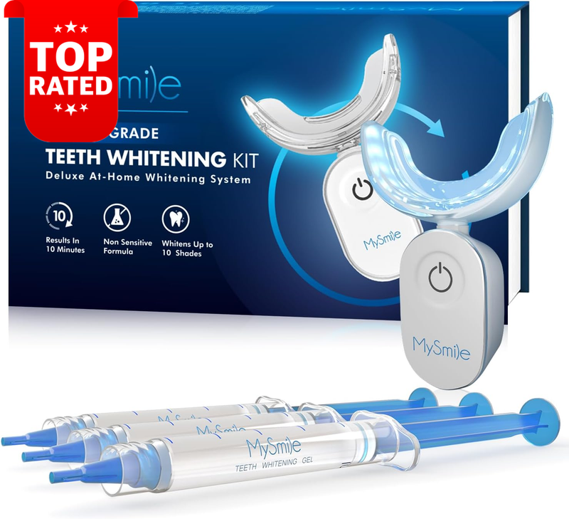 30 Treatments Teeth Whitening Kit LED Light Enamel Safe Gel Stain Remover