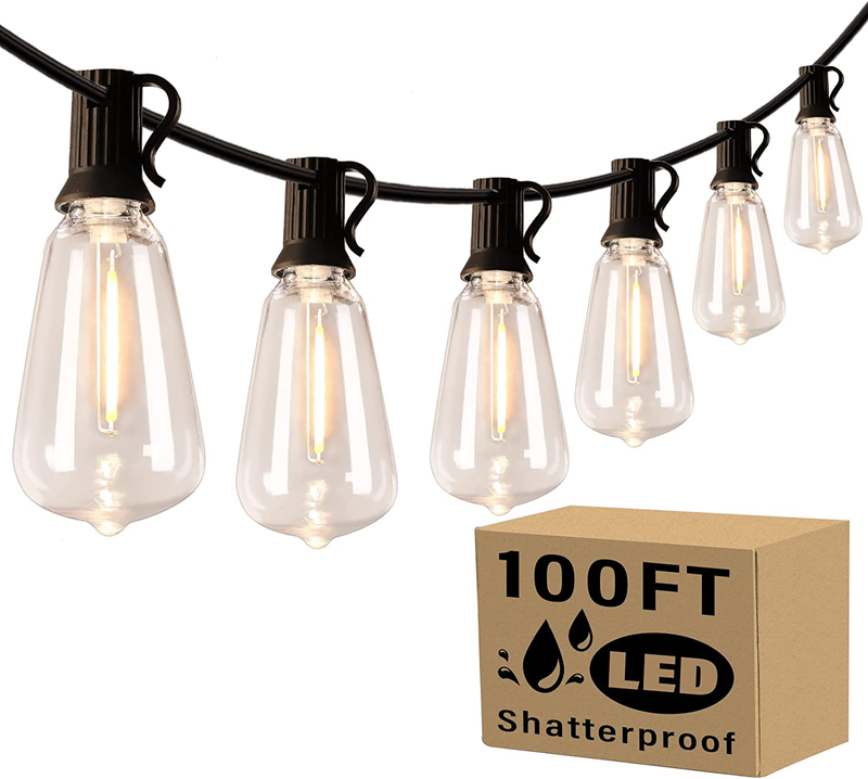 Sucolite 100FT Outdoor String Lights for Patio Waterproof Connectable ST38 LED L