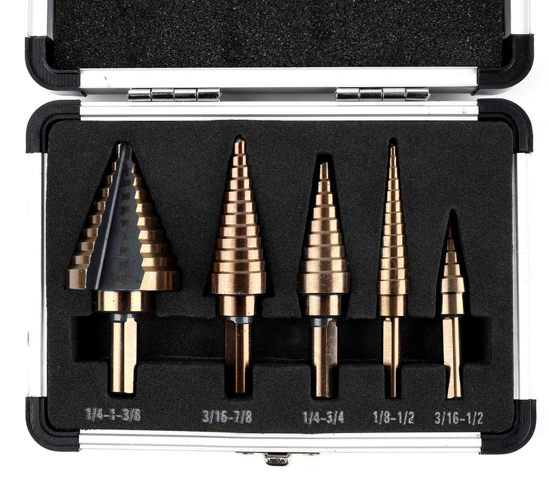 Juego de brocas escalonadas de metal de alta velocidad 5 piezas de cobalto 