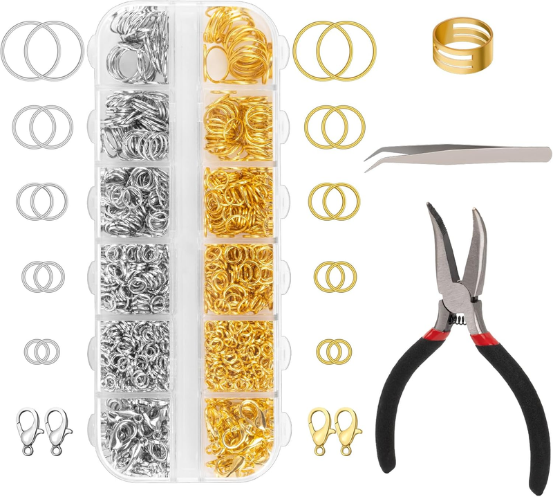 1200Pcs Open Jump Rings and Lobster Clasps Jewelry Findings Kit for Jewelry Maki
