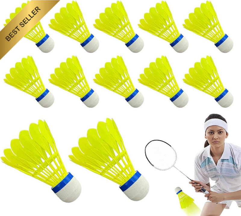 12PCS Nylon Badminton Shuttlecocks High Durability Training Match Birdies Yellow