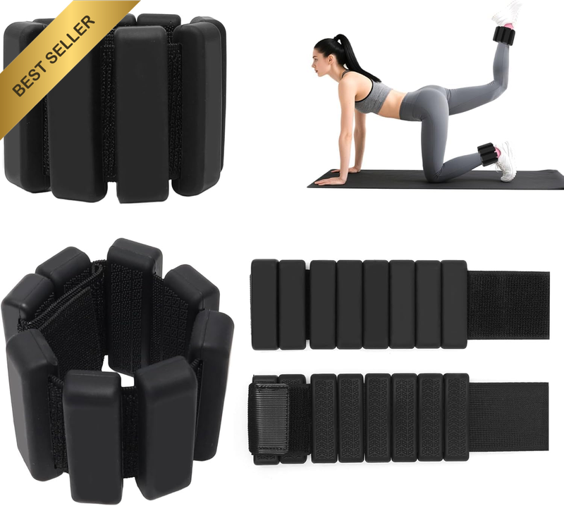 Adjustable Ankle Weights & Wrist Weights Set, 1 Pair 1LB Each Silicone Wrist Ank