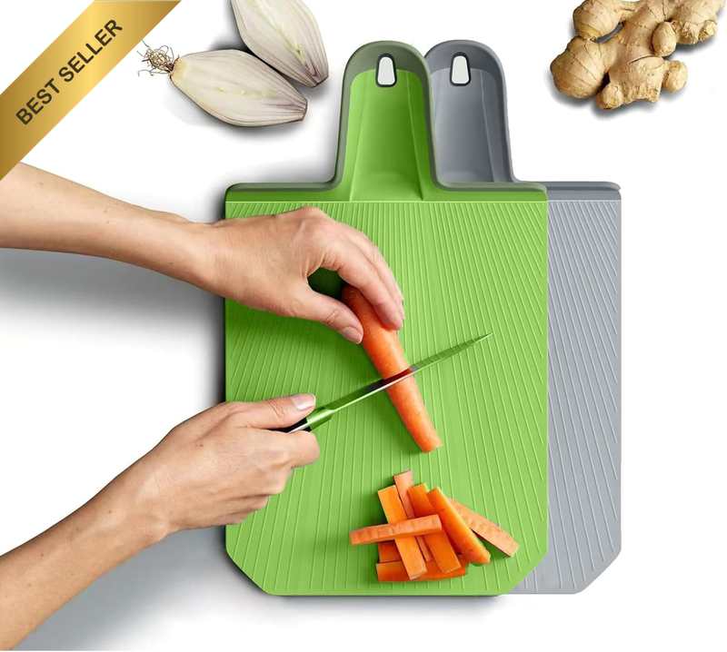 Folding Cutting Board(Green+Gray), Non-Slip Design, Portable, Lightweight, Easy