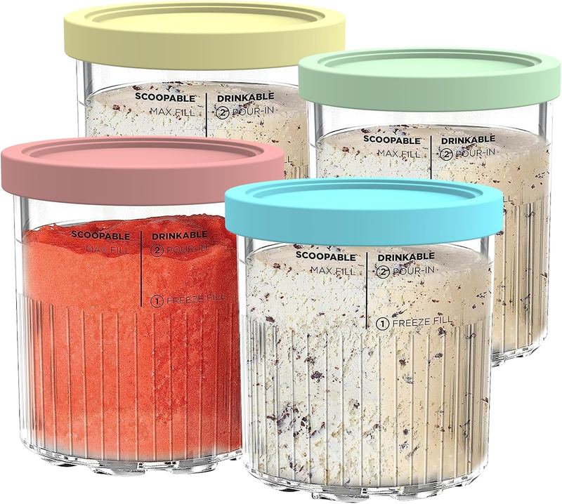 Replacement for Ninja Creami Pints and Lids - 4 Pack NC501, Compatible with NC50