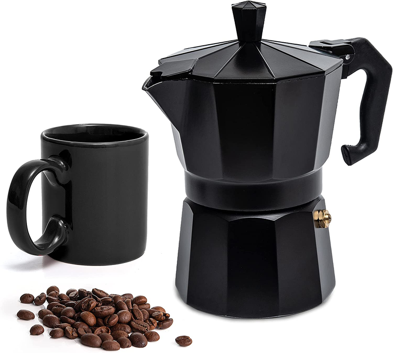Aluminum Moka Stove Coffee Maker with a Mug, Moka Pot Coffee Maker for Gas or El
