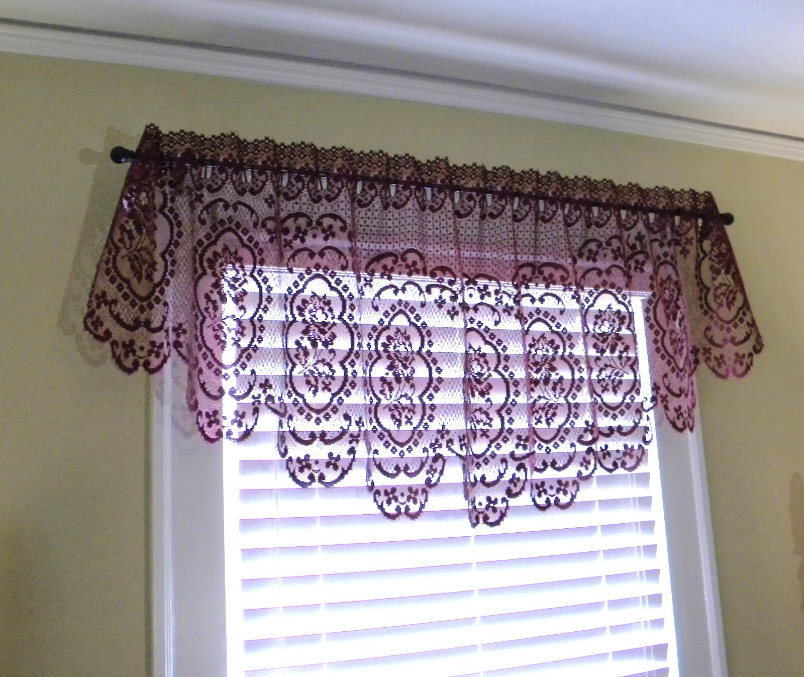 Discontinued Heritage Lace Cameo Rose 60" x 24" Burgundy Festoon Window Valance