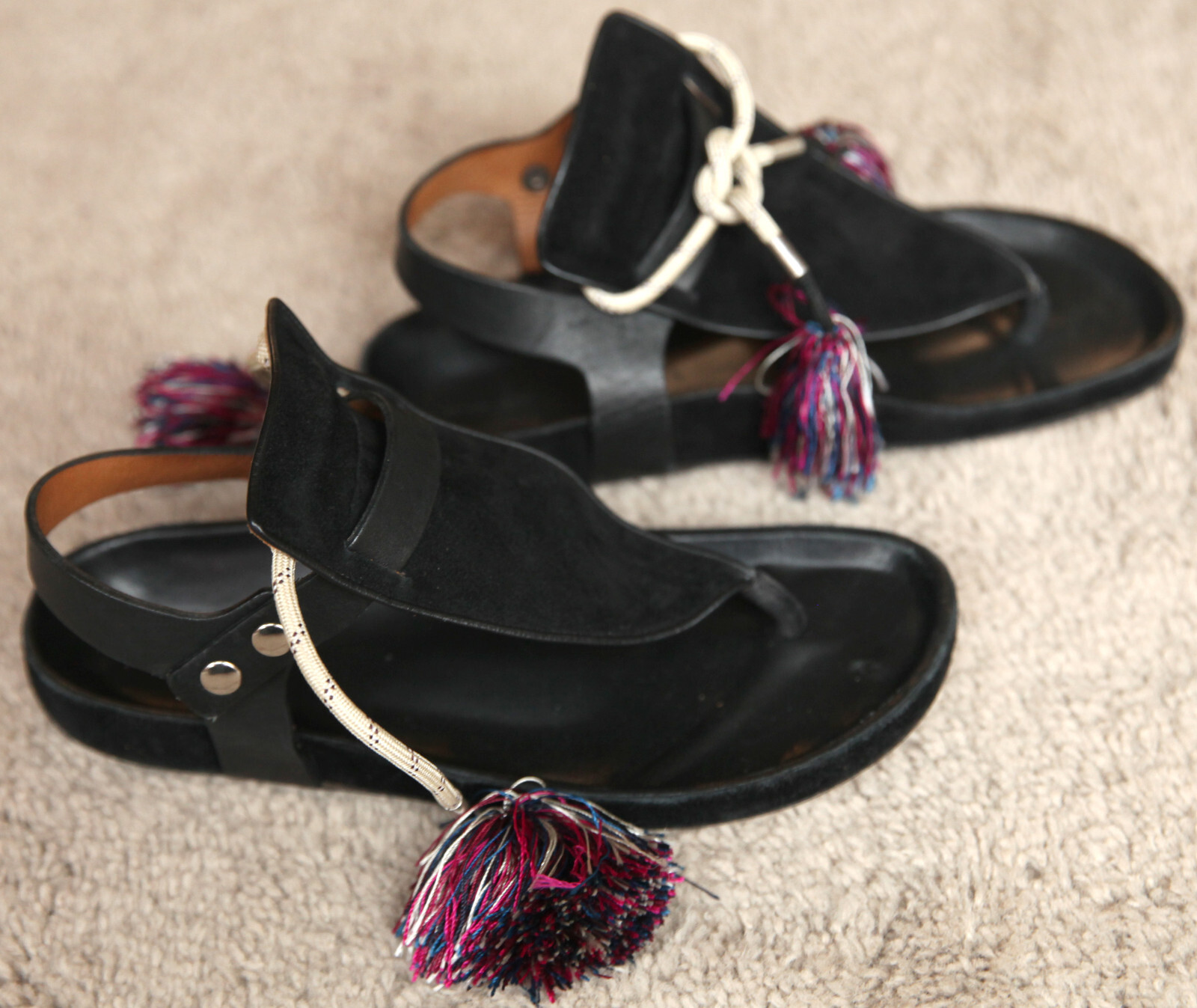 Isabel Marant Cook Lee Tassel Flat Sandals Suede Leather 38