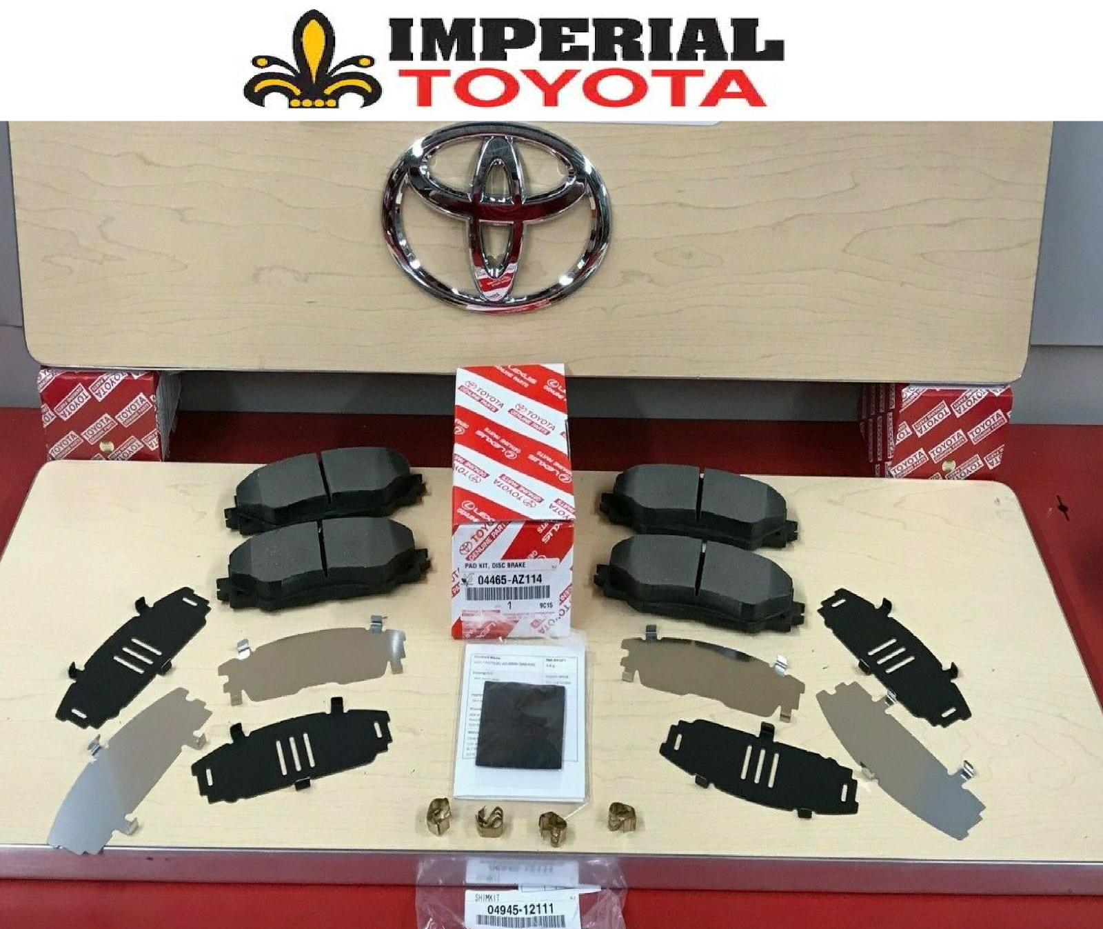 2009-2019 TOYOTA COROLLA GENUINE TCMC FRONT BRAKE PAD SET WITH SHIMS 04465AZ214