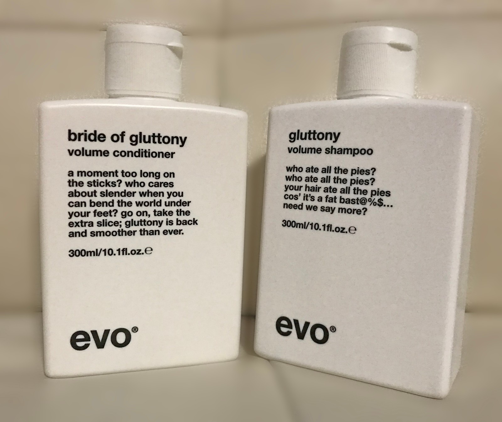NEW EVO Gluttony Volume Shampoo and Bride Of Gluttony Conditioner 300ml / 10.1fl