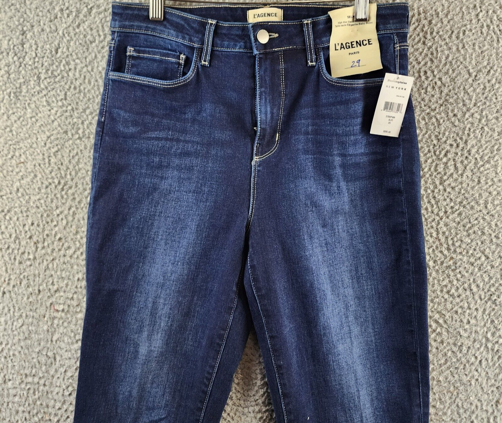L'AGENCE Selma Sleek High Rise Baby Bootcut Jeans Women's 29 Alpine Button Zip - Picture 4 of 15