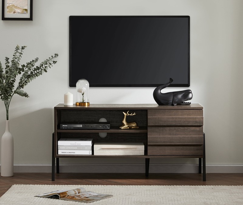 For Tvs Up To 55" Media Console Table Door Chocolate