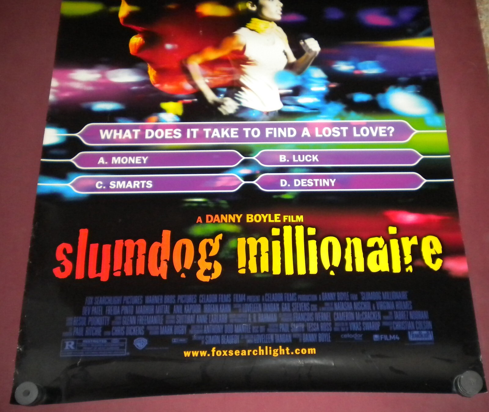 Slumdog Millionaire Movie Poster 27x40 S/S Dev Patel Freida Pinto  Madhur Mittal