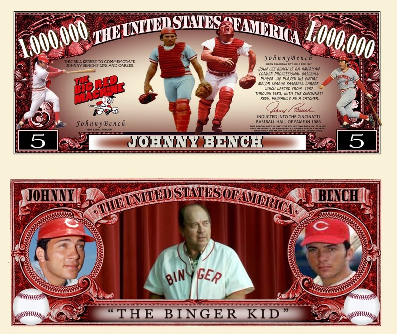 Johnny Bench Billet Million Dollar Us ! Collection Baseball Receveur Reds Sport