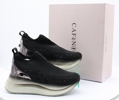 CAFE NOIR WOMENS COMFORT STRETCH SLIP-ON TRAINERS UK 3 EU 35 BLACK RRP £165 KT