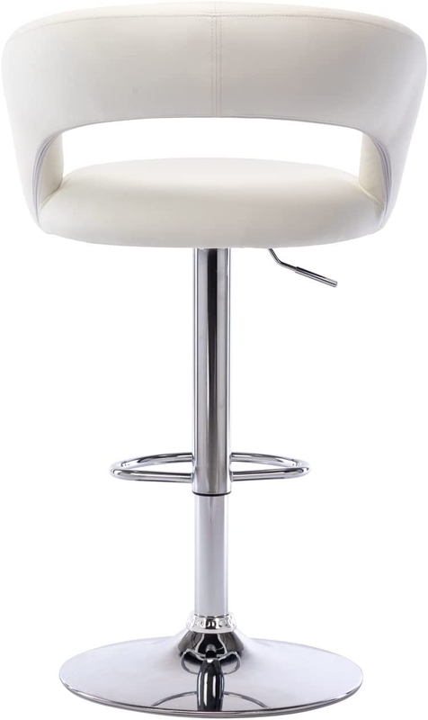 Wide PU Leather Swivel Barstool with Back and Arms - Adjustable Counter Height -