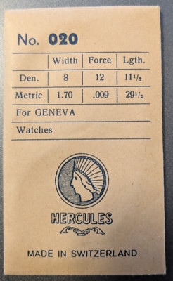 NOS HERCULES 020 Mainspring For Geneva Watches -  ( 8 X 12 X 11-1/2 )