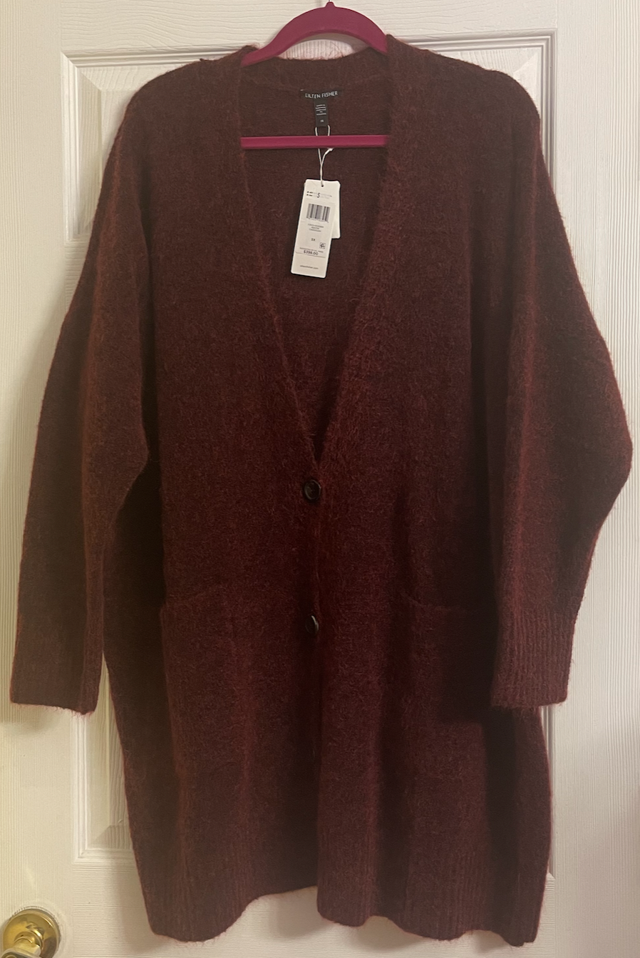 Pre-owned Eileen Fisher $398  Red Cedar Mohair/wool Cardigan 3x