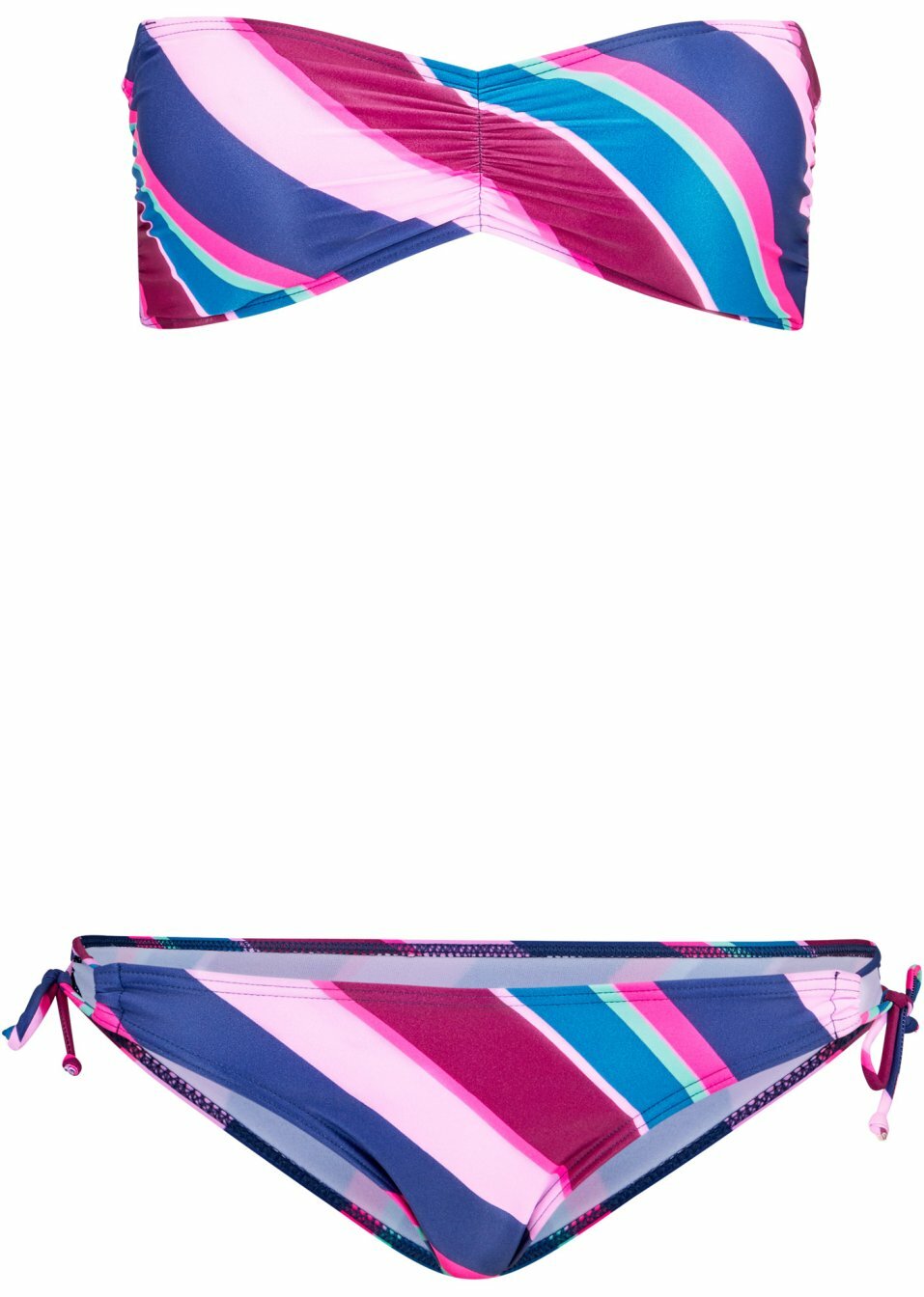 Damen Bandeau Bikini (2-tlg. Set), 335205 in Blau/Rosa, für Cup A+B 40