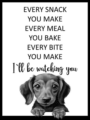 Funny dachshund Dog snack metal wall sign bathroom dog lovers gift wall art