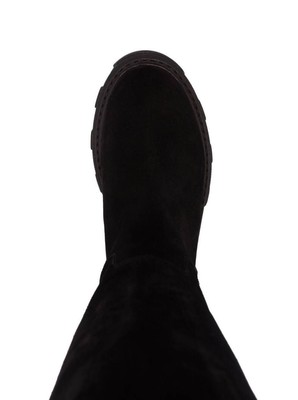 Pre-owned Gia Borghini Black Slip-on Boots With Chunky Sole In Suede Woman 40 It