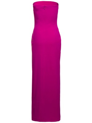 Pre-owned Solace London Fuchsia Maxi 'zora' Dress With Deep Front Vent In Polyester Woman In Pink