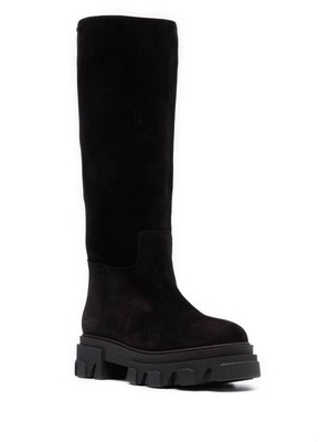 Pre-owned Gia Borghini Black Slip-on Boots With Chunky Sole In Suede Woman 40 It