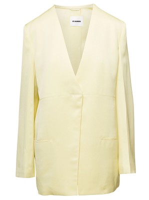Jil Sander Yellow Split Back Blazer With Belt In Viscose Woman