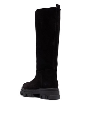 Pre-owned Gia Borghini Black Slip-on Boots With Chunky Sole In Suede Woman 40 It