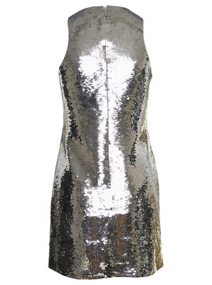 Pre-owned Michael Kors Michael  Sequin Tank Mini Dress In Silver