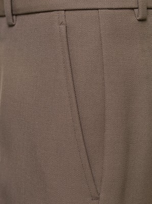 Pre-owned Gucci Beige Textured Gabardine Cropped Trousers In Wool Man In Brown