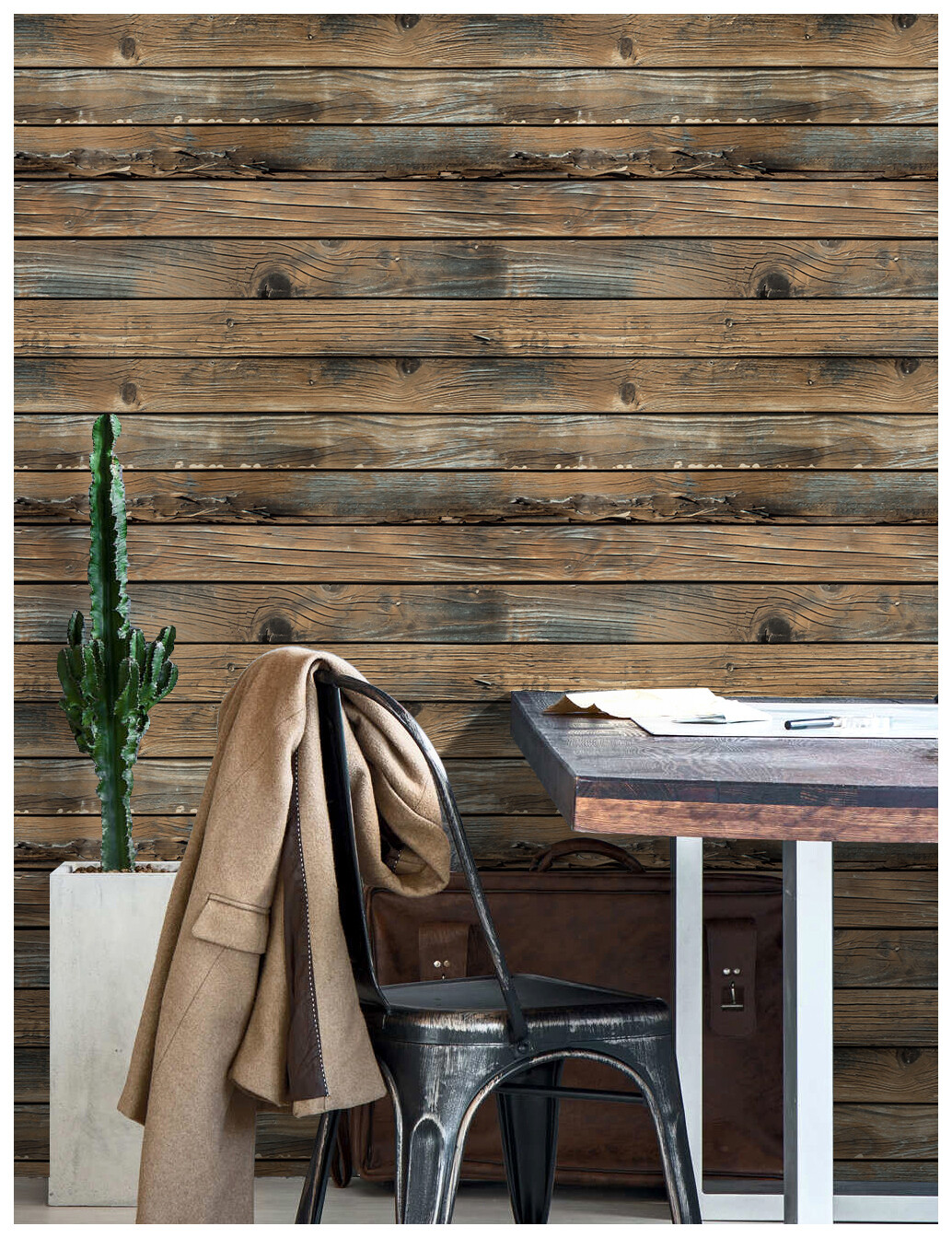 3D Peel and Stick Wallpaper Wood Plank Brown Self Adhesive