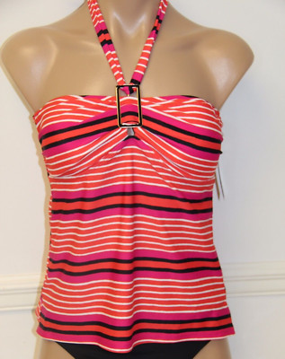NWT Island Escape Swimsuit Tankini Top Sz 8 COR Bandini