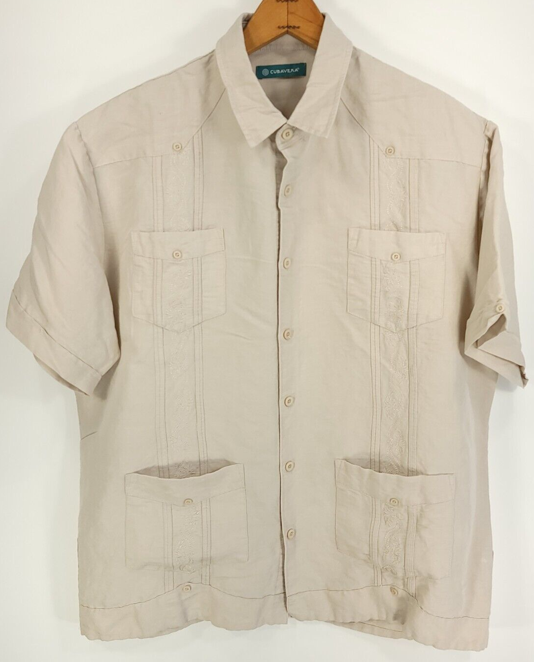 トップス \"90s HAVENERA\" cuba shirt L ivory brown 90s HAVENERA