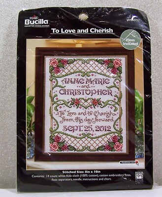 Bucilla TO LOVE AND CHERISH Counted Cross Stitch Kit WM40777 Wedding 8 x 10 NEW