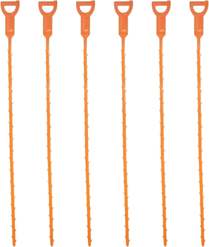 Drain Snake & Clog Remover Tool for Hair Removal, 6 Pack Multi-Serrated Flexible
