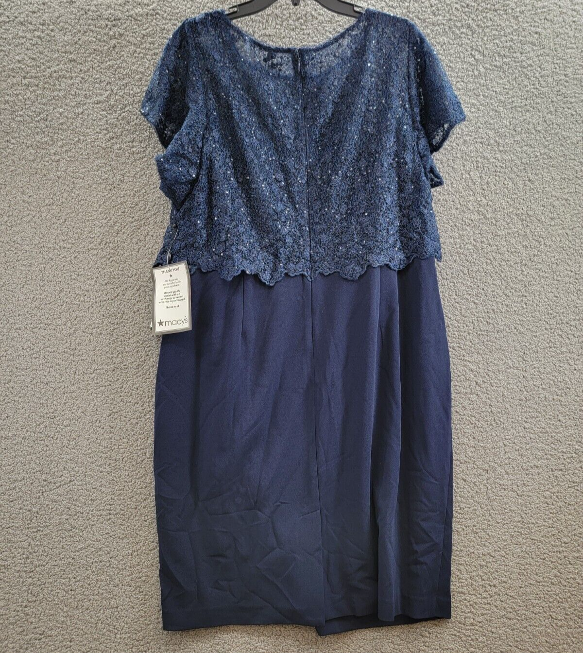 Adrianna Papell Sequin Guipure Lace Sheath Dress Women's 18W Navy Boat Neck~ - Picture 11 of 18