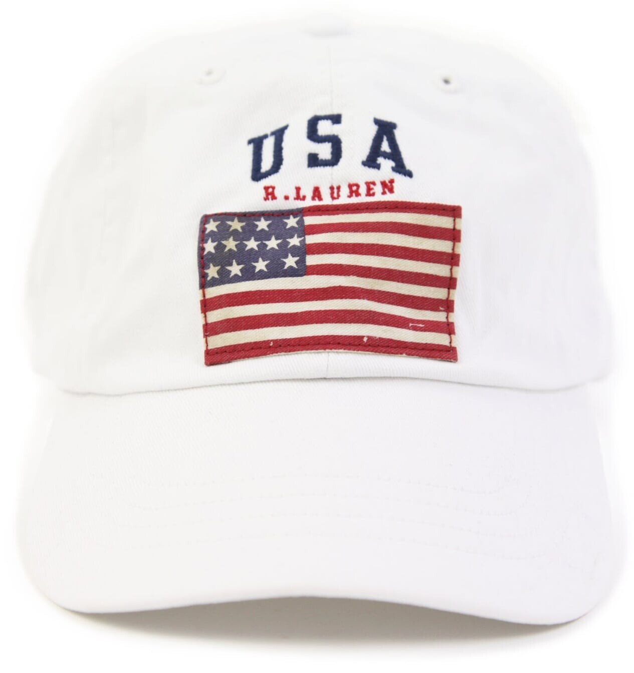 Polo Ralph Lauren Baseball Cap Hat w/ USA Flag - White -