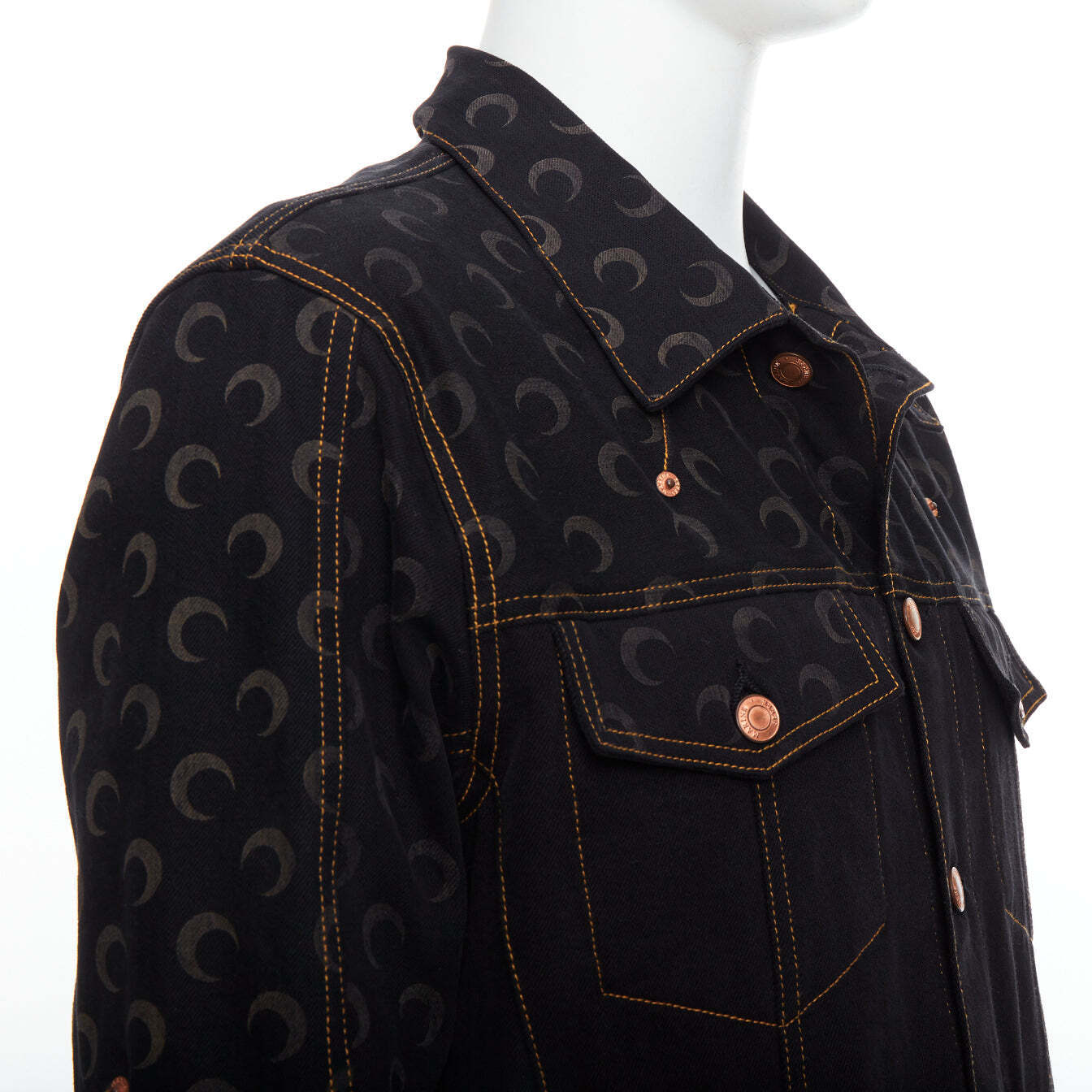 MARINE SERRE WHITE LINE Crescent Moon black denim print MARINE SERRE WHITE LINE Crescent Moon black denim print