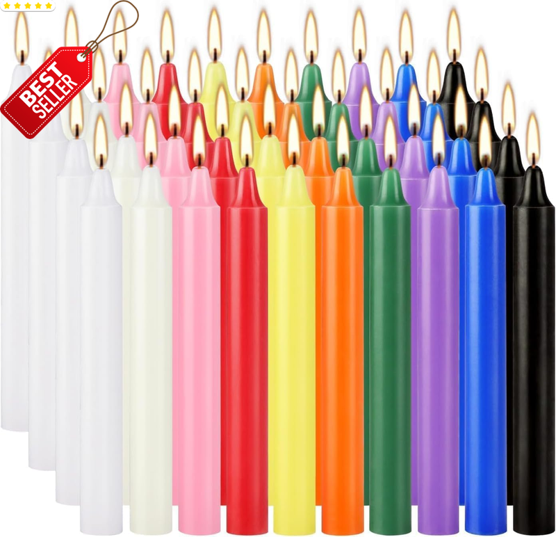 40 Pack Assorted Color Spell Chime Candles, 4 Inch Mini Taper Candles for for Home Decor Kitchen Decor Wedding Decoration-10 Colours