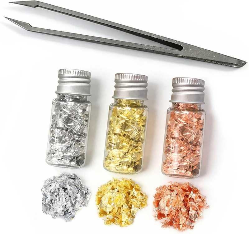 3 Pcs Gold Foil Flakes Metallic Leaf Sheets for Resin Crafts Art | Ultra Thin Fl