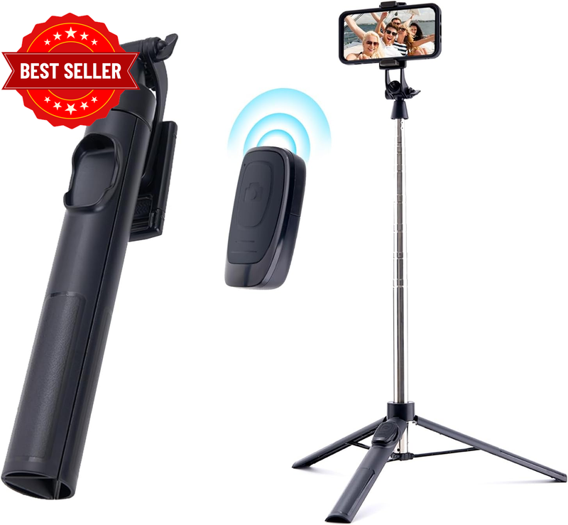 65" Cell Phone Selfie Stick Tripod,Smartphone Tripod Stand All-In-1 with Integra