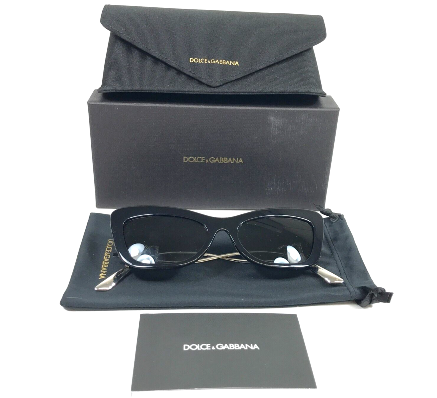 Pre-owned Dolce & Gabbana Sunglasses Dg4467-b 501/87 Black Silver Cat Eye Crystal Frames In Gray