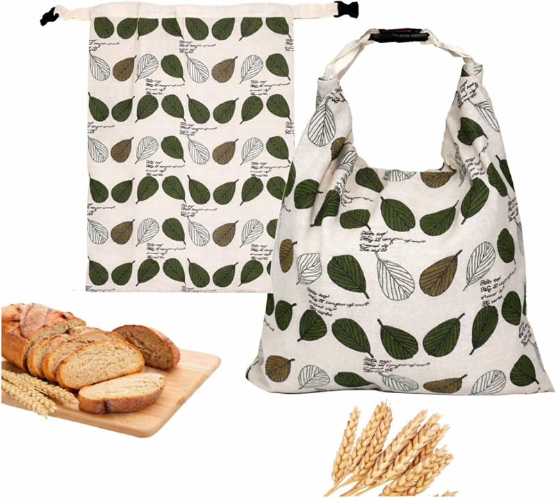 2 Pack Beeswax Bread Bag, Cotton Zipper Storage Bag for Sourdough | Reusable Eco