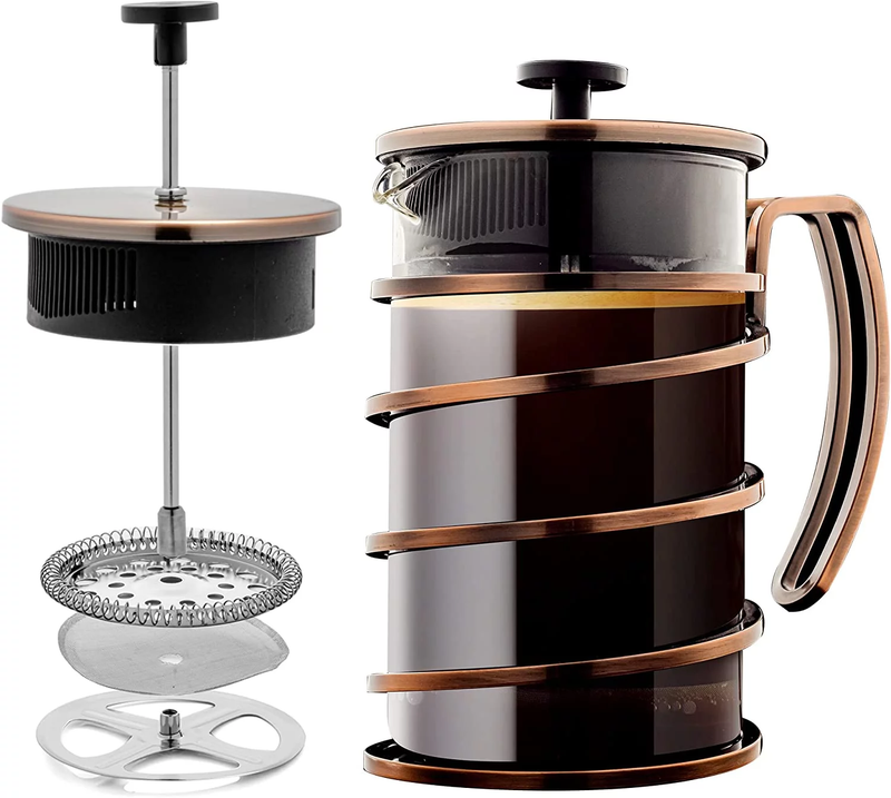 Coffee Maker, Filter Plunger, Hot Or Cold Brew, Copp