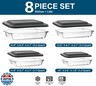 8-Piece Deep Glass Baking Dish Set with Plastic lids,Rectangular Glass Bakeware Set with Lids, Baking Pans for Lasagna, Leftovers, Cooking, Kitchen, Freezer-to-Oven and Dishwasher, Gray