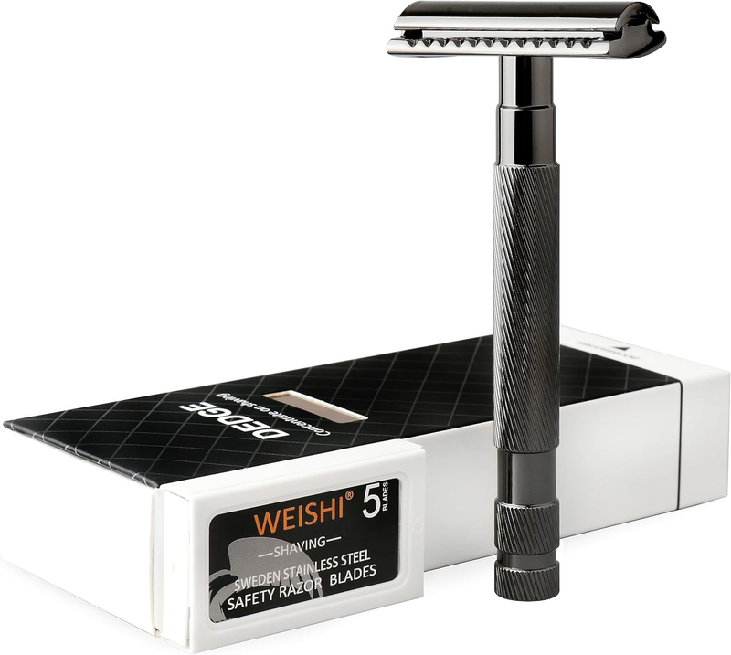 Classic Double Edge Safety Razor Single Blade Razor for Men, Reusable Razor, wit